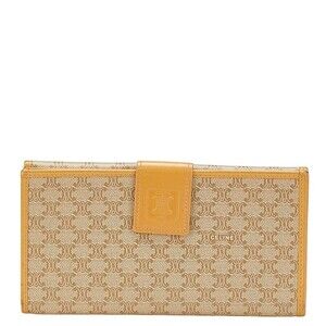 Celine Macadam Long Wallet Beige Leather